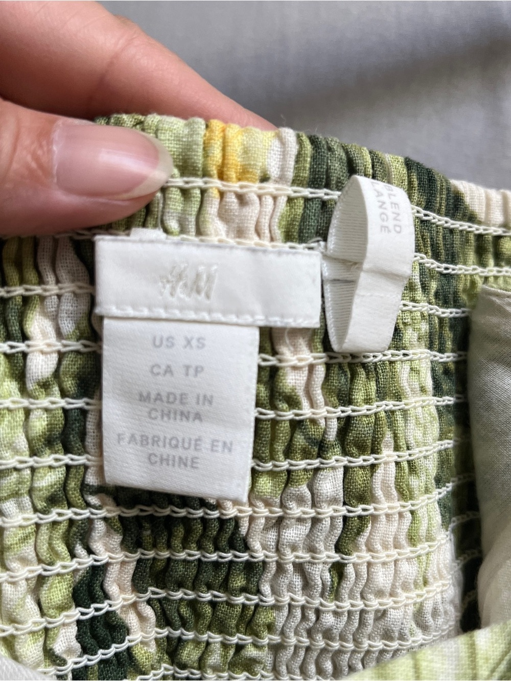 H&M Linen Blend Tropical Leaf Citrus Fruit Print Button Front Midi Dress Sz XS - Picture 6 of 10